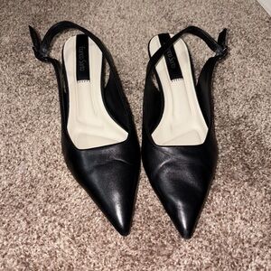 Franco Sarto Black Pointed Slingback Heels